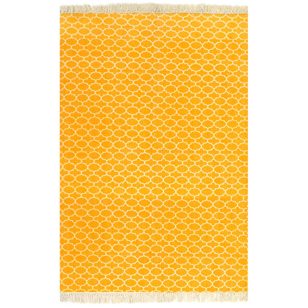Tappeto Kilim in Cotone 120x180 cm Giallo con Motivi