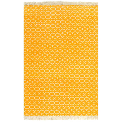 Tappeto Kilim in Cotone 120x180 cm Giallo con Motivi