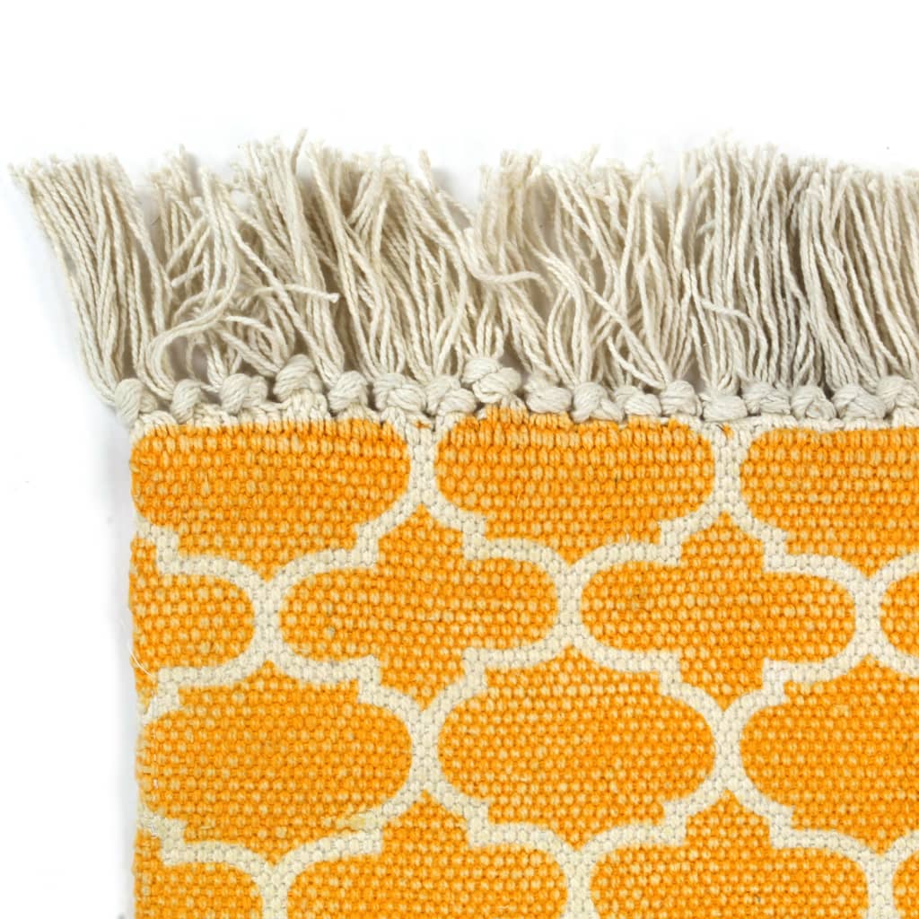 Tappeto Kilim in Cotone 120x180 cm Giallo con Motivi