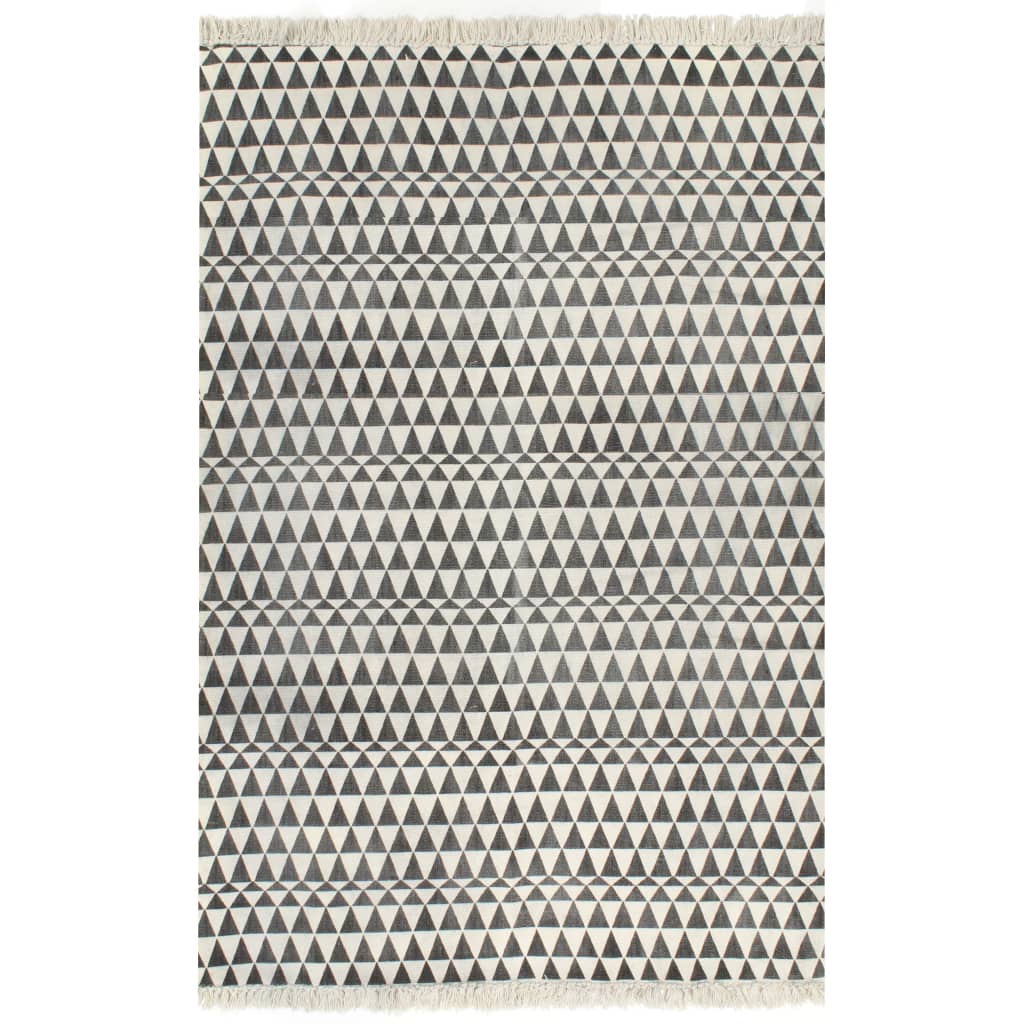 Tappeto Kilim in Cotone 120x180 cm con Motivi Bianchi/Neri