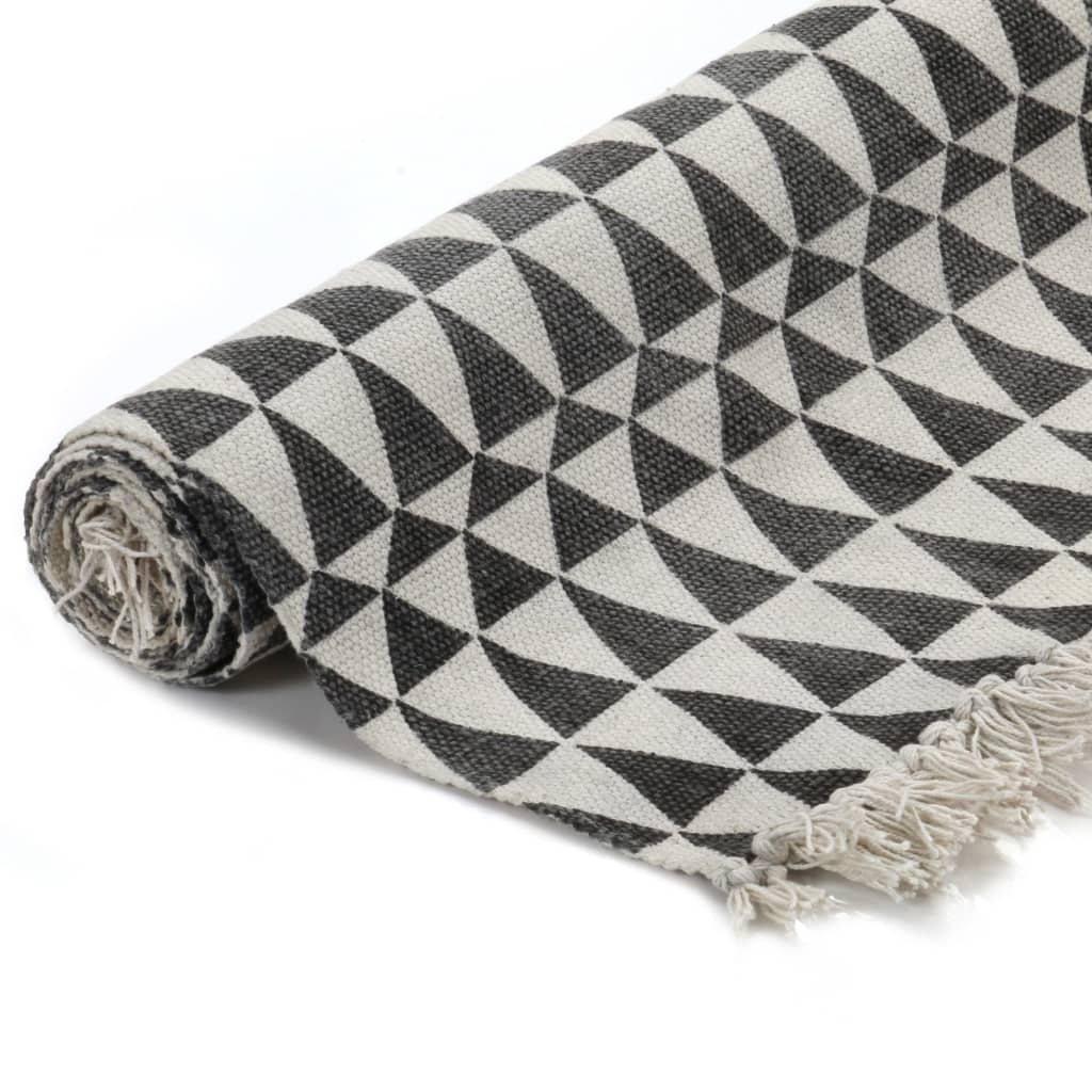 Tappeto Kilim in Cotone 120x180 cm con Motivi Bianchi/Neri