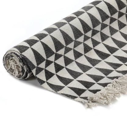 Tappeto Kilim in Cotone 120x180 cm con Motivi Bianchi/Neri