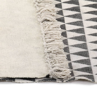 Tappeto Kilim in Cotone 120x180 cm con Motivi Bianchi/Neri