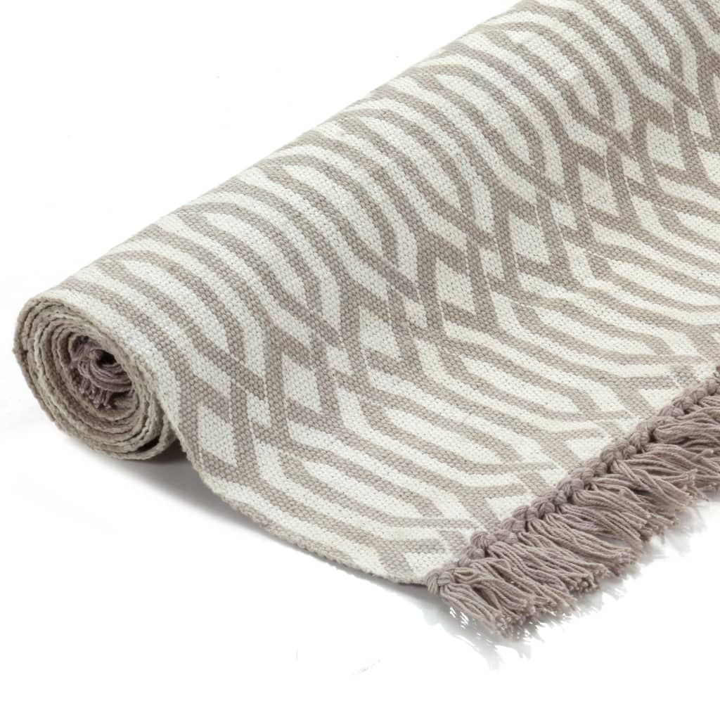 Tappeto Kilim in Cotone 120x180 cm con Motivi Grigio Talpa