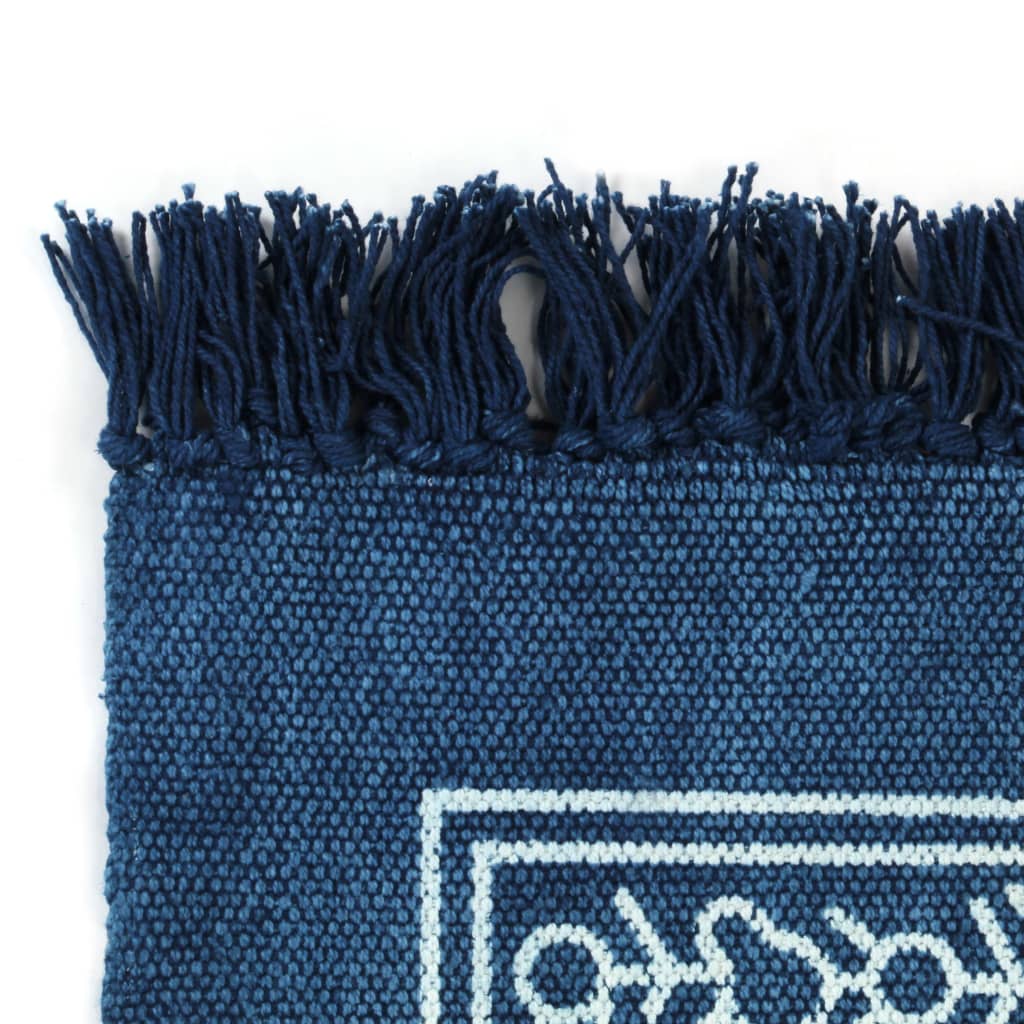 Tappeto Kilim in Cotone 160x230 cm con Motivi Blu