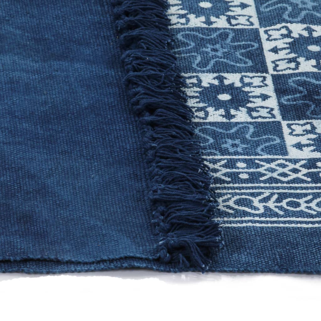 Tappeto Kilim in Cotone 160x230 cm con Motivi Blu