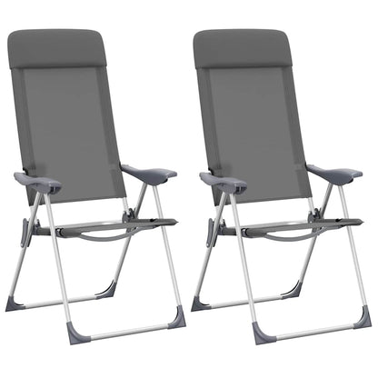 Sedie Pieghevoli da Campeggio 2 pz Grigio in Alluminio