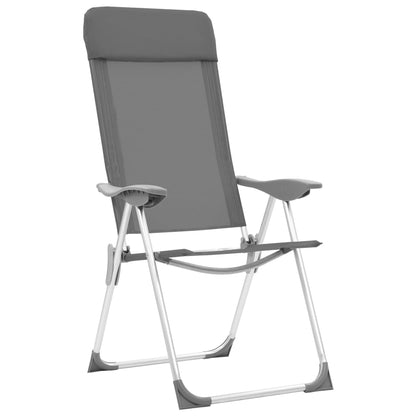 Sedie Pieghevoli da Campeggio 4 pz Grigio in Alluminio