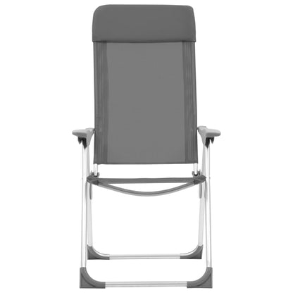 Sedie Pieghevoli da Campeggio 4 pz Grigio in Alluminio