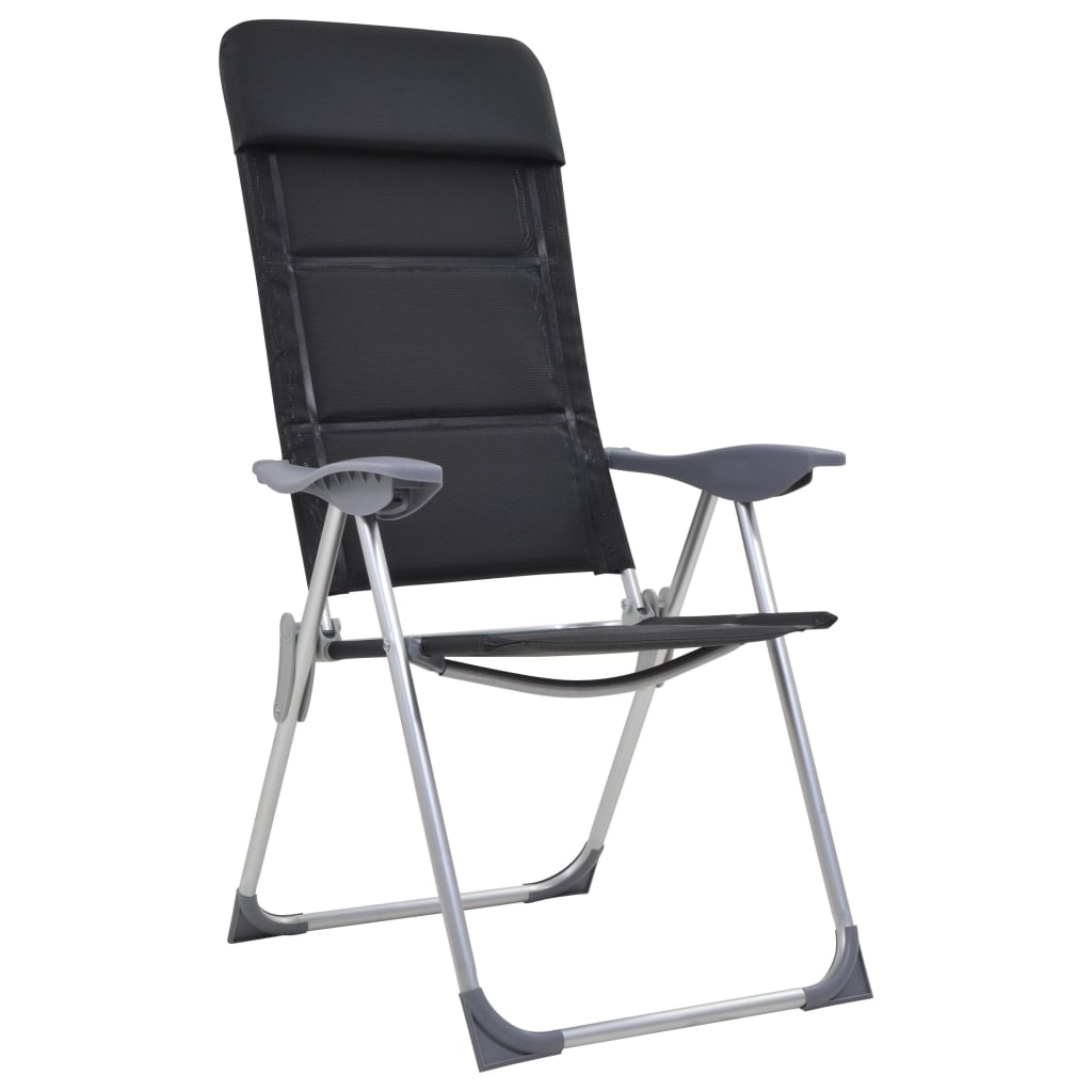 Sedie da Campeggio 2 pz in Alluminio Nero 58x69x111 cm