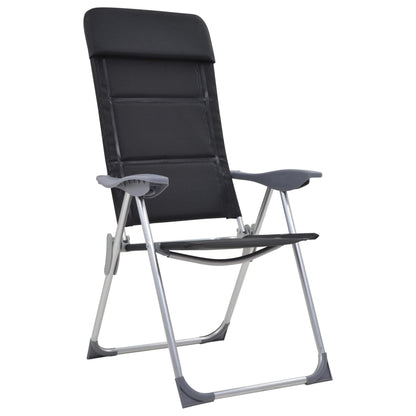 Sedie da Campeggio 2 pz in Alluminio Nero 58x69x111 cm