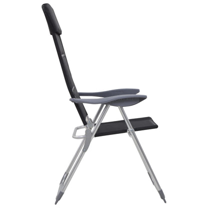 Sedie da Campeggio 2 pz in Alluminio Nero 58x69x111 cm
