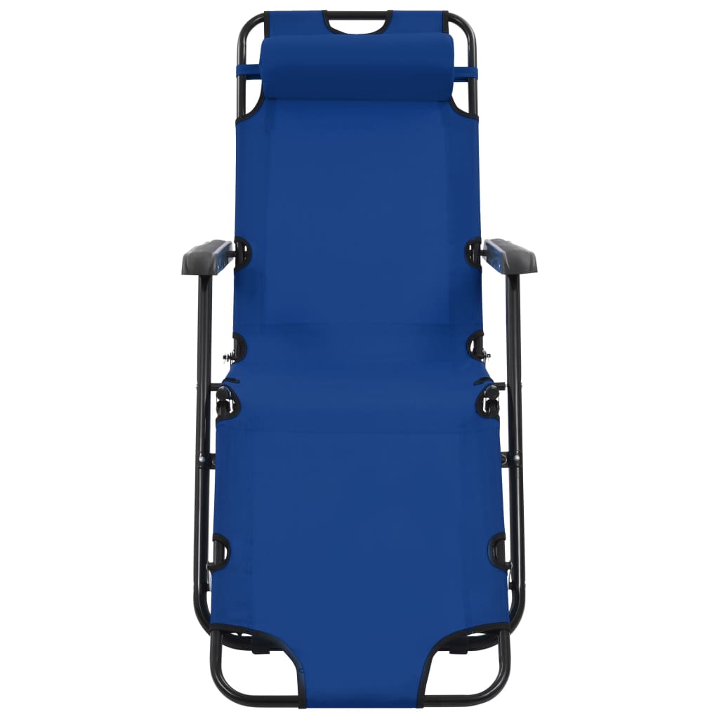 Lettini Prendisole 2 pz Pieghevoli con Poggiagambe Acciaio Blu