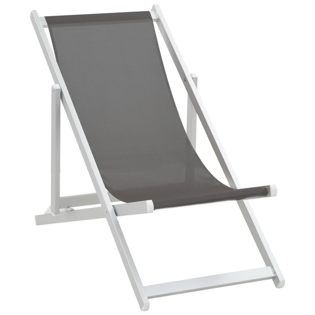 Sedie da Spiaggia Pieghevoli 2 pz Alluminio e Textilene Grigio