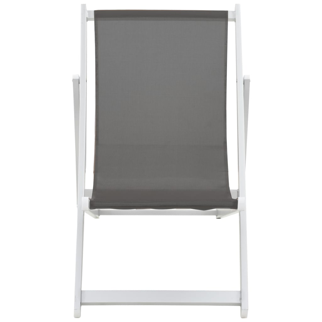 Sedie da Spiaggia Pieghevoli 2 pz Alluminio e Textilene Grigio