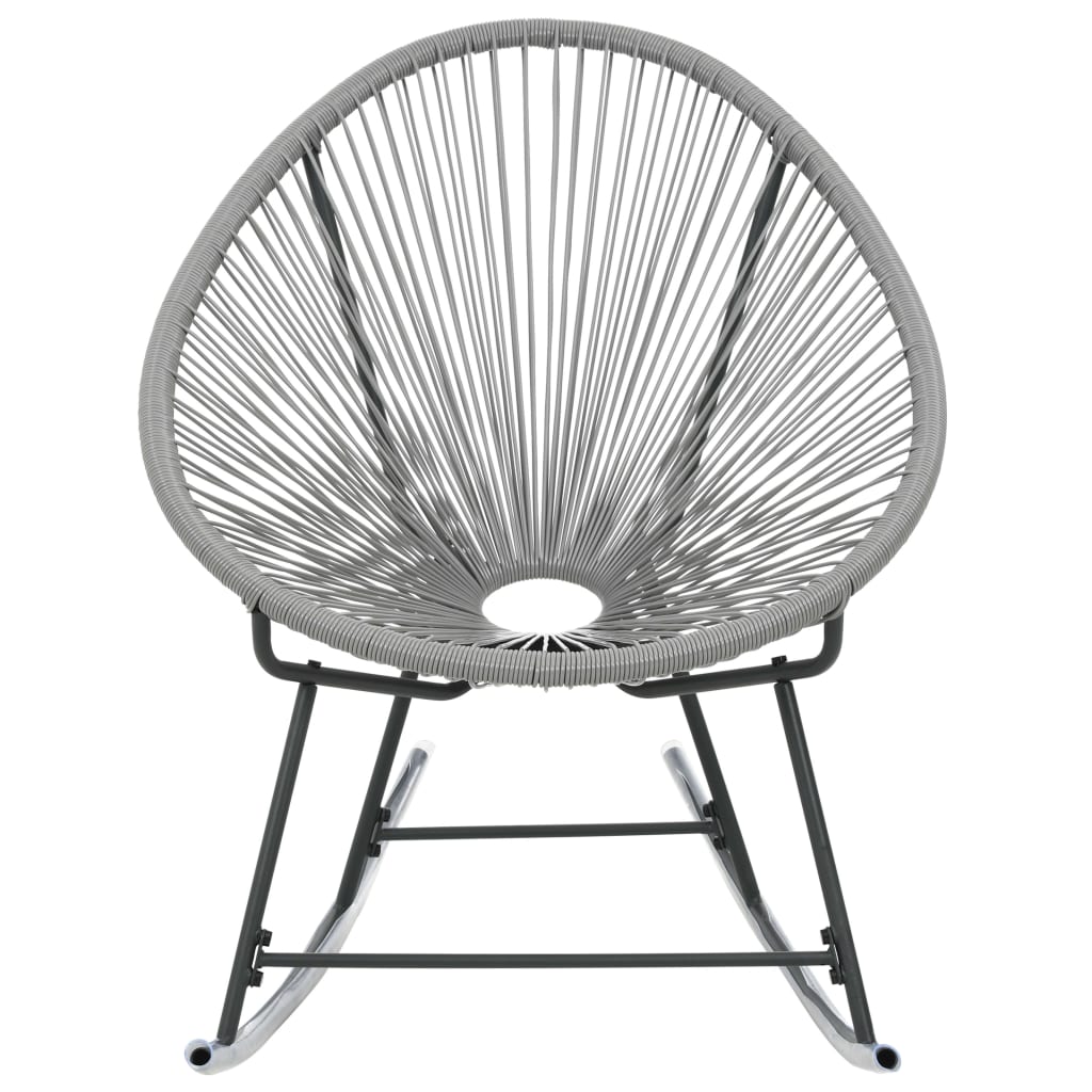 Sedia a Dondolo da Esterno Grigia in Polyrattan