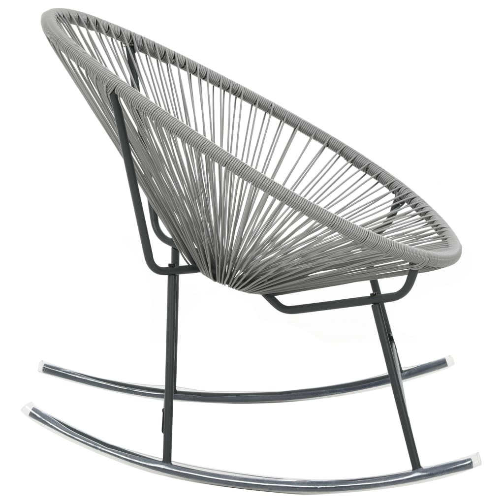 Sedia a Dondolo da Esterno Grigia in Polyrattan