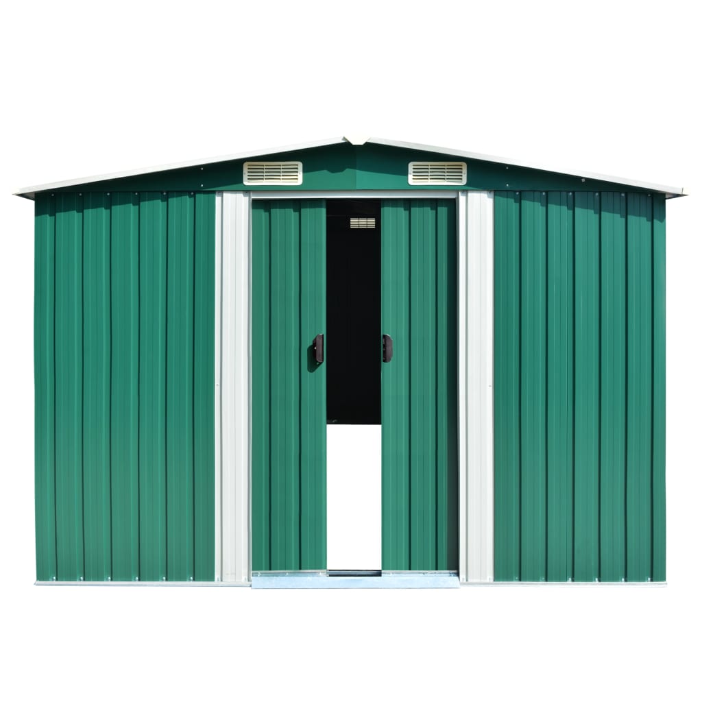 Casetta da Giardino 257x489x181 cm in Metallo Verde