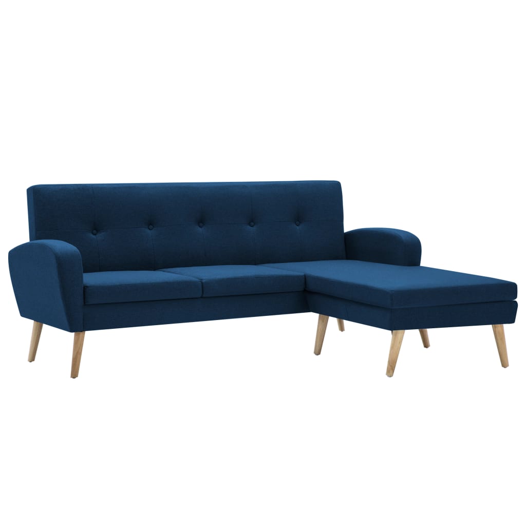 Divano a L con Rivestimento in Tessuto 186x136x79 cm Blu