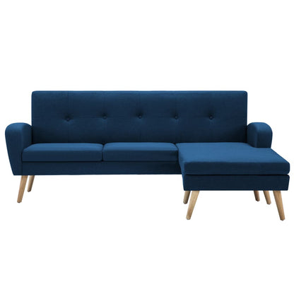 Divano a L con Rivestimento in Tessuto 186x136x79 cm Blu