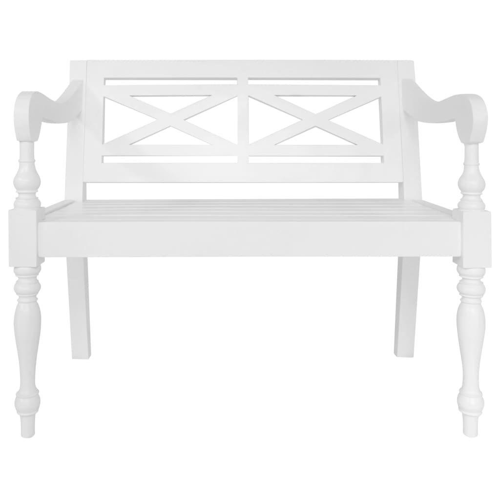 Panchina Batavia 98 cm in Legno Massello di Mogano Bianca