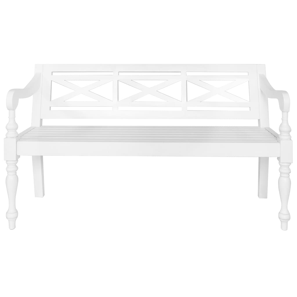 Panchina Batavia 136 cm Legno Massello di Mogano Bianco