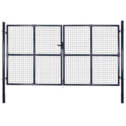 Cancello per Giardino Rete in Acciaio Zincato 289x150 cm Grigio