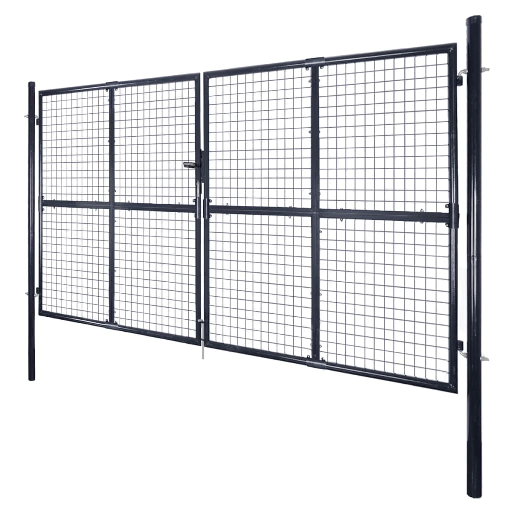 Cancello per Giardino Rete in Acciaio Zincato 289x150 cm Grigio