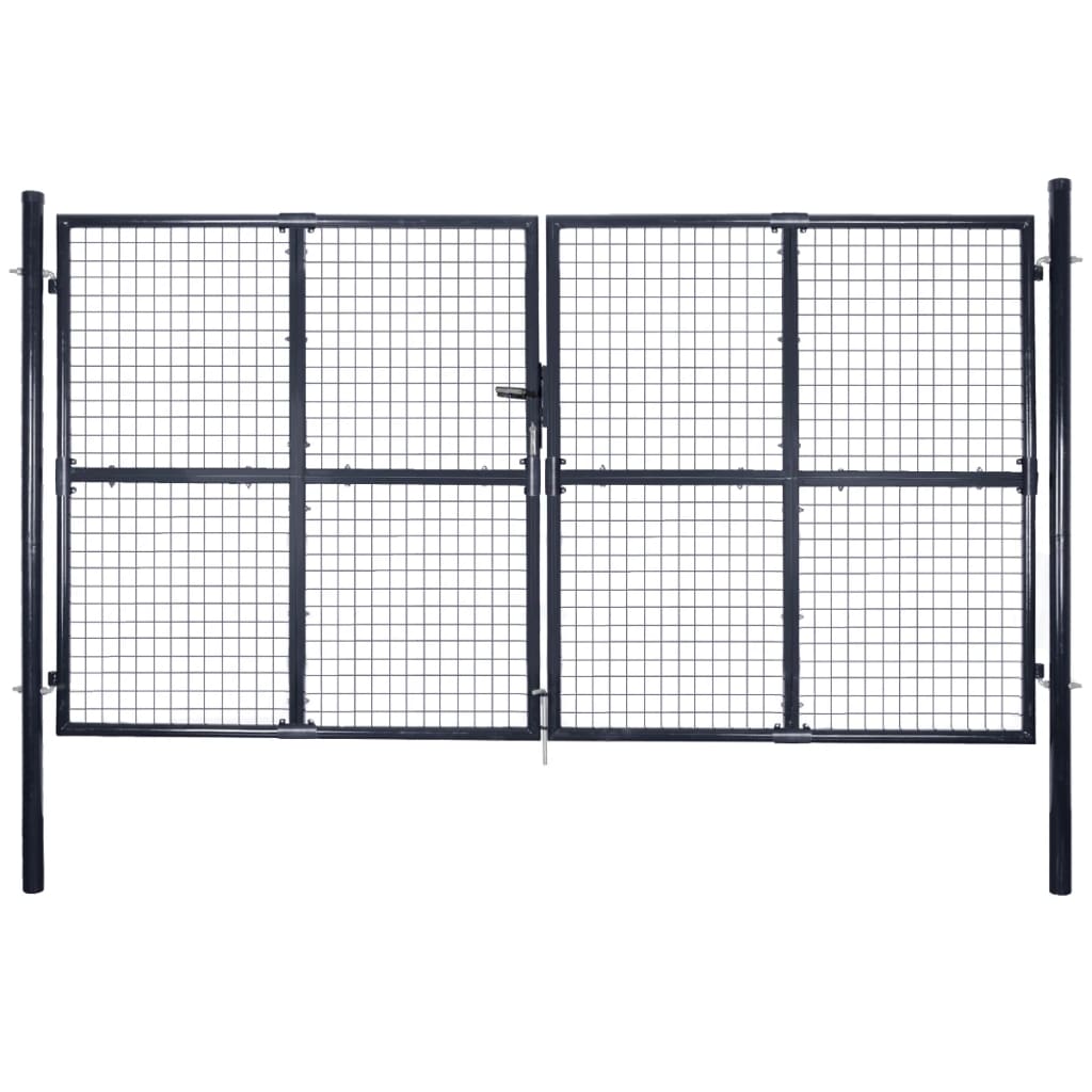 Cancello per Giardino Rete in Acciaio Zincato 289x175 cm Grigio