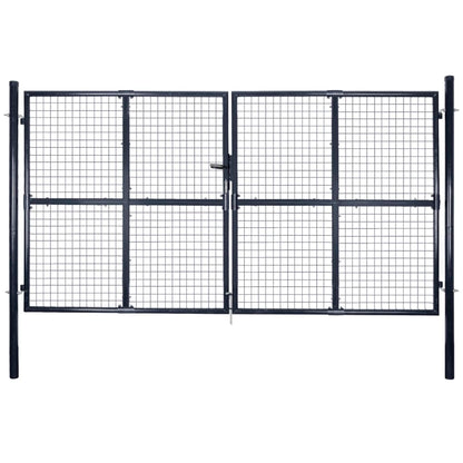 Cancello per Giardino Rete in Acciaio Zincato 289x175 cm Grigio
