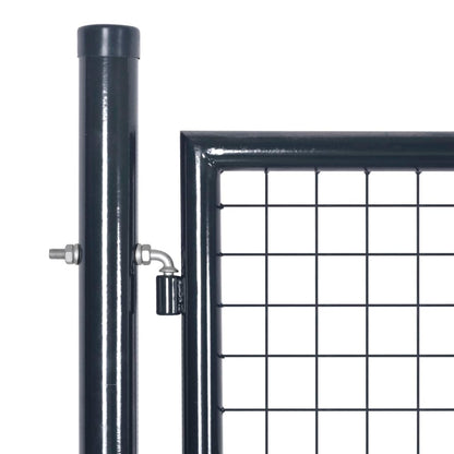 Cancello per Giardino Rete in Acciaio Zincato 289x175 cm Grigio