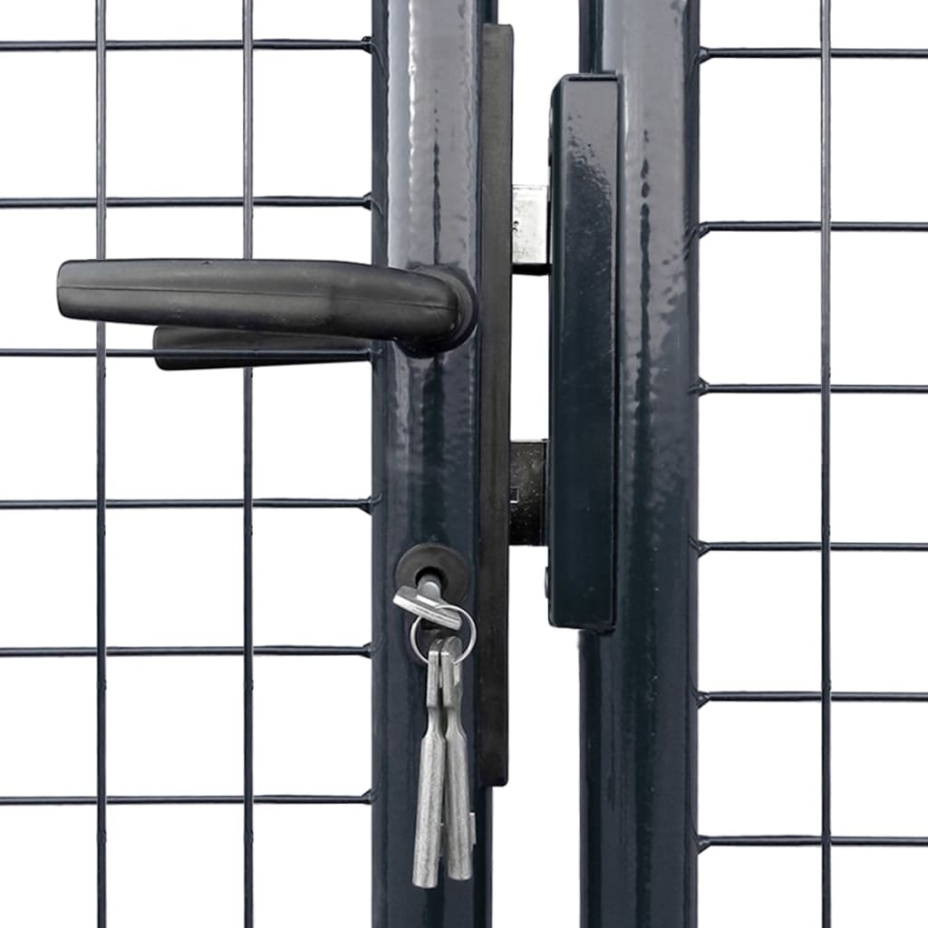 Cancello per Giardino Rete in Acciaio Zincato 289x175 cm Grigio