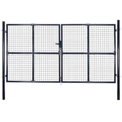 Cancello per Giardino Rete in Acciaio Zincato 289x200 cm Grigio