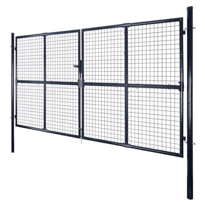 Cancello per Giardino Rete in Acciaio Zincato 289x200 cm Grigio