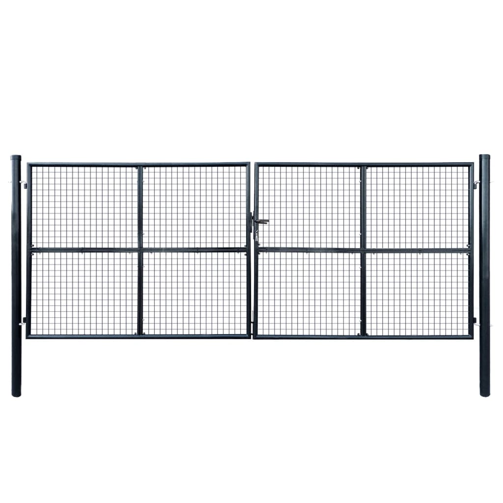 Cancello per Giardino in Acciaio Zincato 400x150 cm Grigio