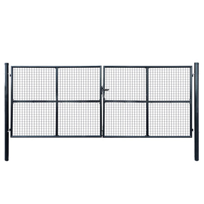 Cancello per Giardino in Acciaio Zincato 400x150 cm Grigio