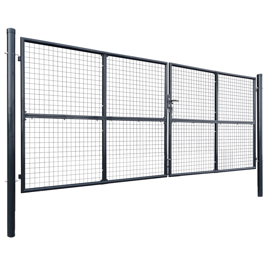 Cancello per Giardino in Acciaio Zincato 400x150 cm Grigio