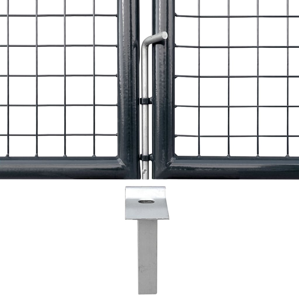 Cancello per Giardino in Acciaio Zincato 400x150 cm Grigio