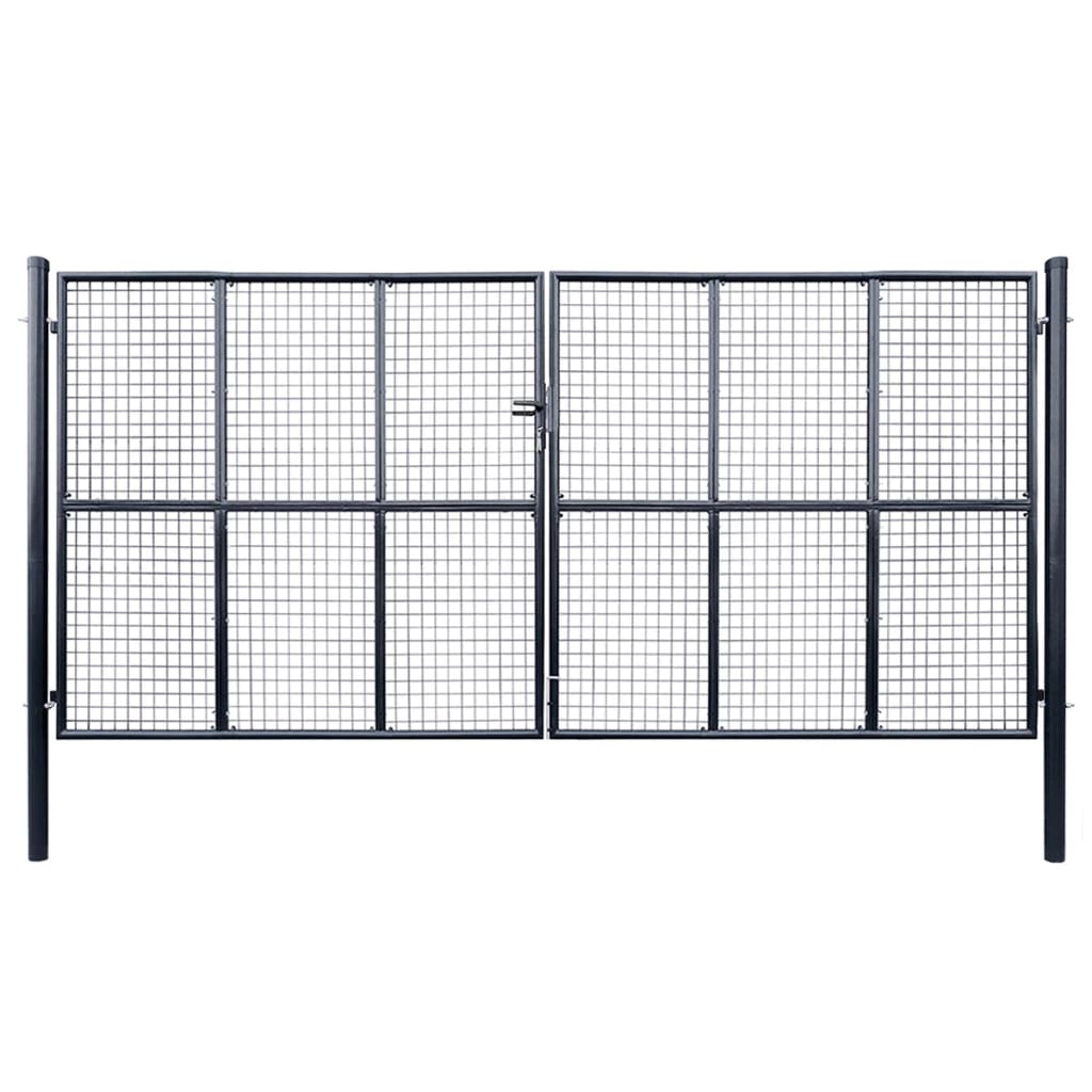 Cancello per Giardino in Acciaio Zincato Grigio 400x175 cm