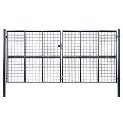 Cancello per Giardino in Acciaio Zincato Grigio 400x175 cm