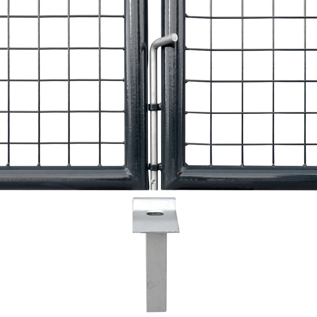 Cancello per Giardino in Acciaio Zincato Grigio 400x175 cm
