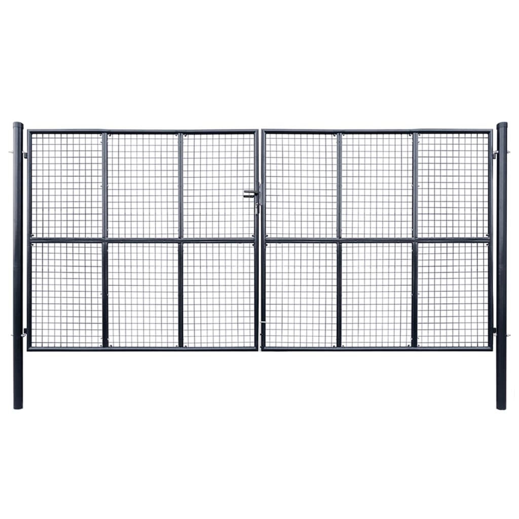 Cancello per Giardino in Acciaio Zincato Grigio 400x200 cm