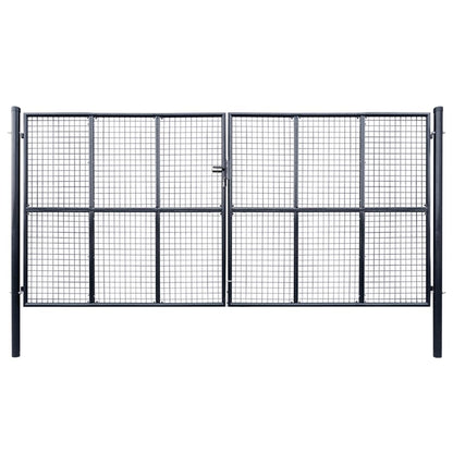 Cancello per Giardino in Acciaio Zincato Grigio 400x200 cm
