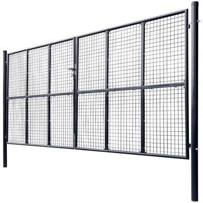 Cancello per Giardino in Acciaio Zincato Grigio 400x200 cm