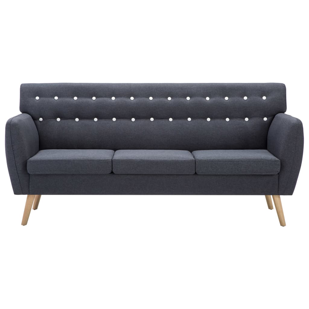 Divano a 3 Posti Rivestito in Tessuto 172x70x82 cm Grigio Scuro