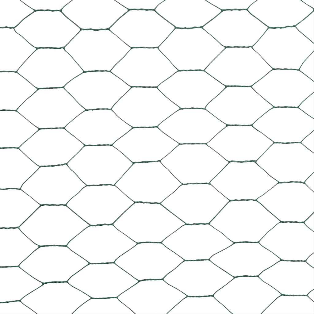 Recinzione in Rete per Pollaio in Acciaio e PVC 25x1,5 m Verde