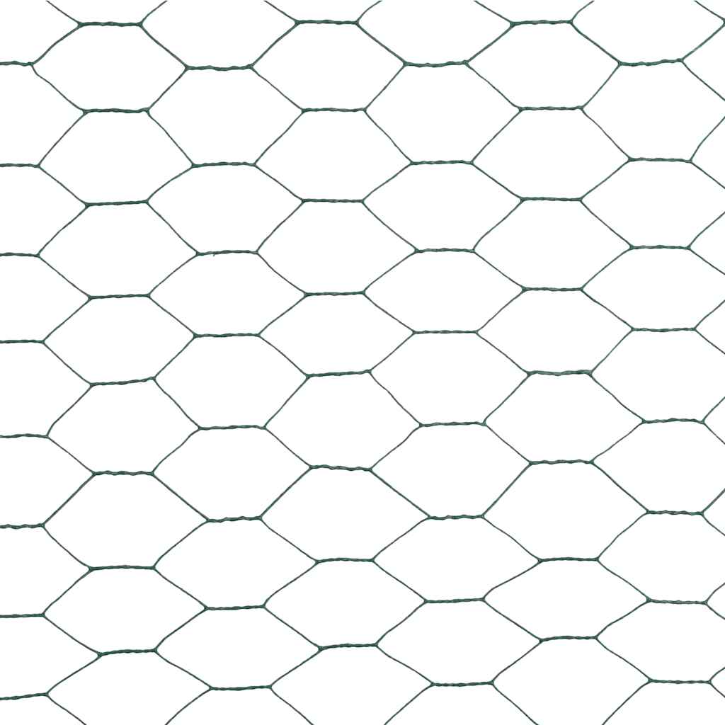 Recinzione in Rete per Pollaio in Acciaio e PVC 25x1,2 m Verde