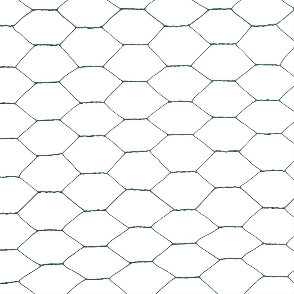Recinzione in Rete per Pollaio in Acciaio e PVC 25x1,5 m Verde
