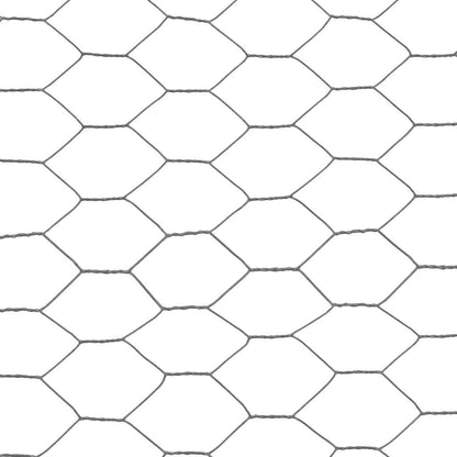 Recinzione in Rete per Pollaio in Acciaio e PVC 25x1,2 m Grigia