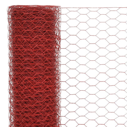 Recinzione in Rete per Pollaio in Acciaio e PVC 25x0,75 m Rossa
